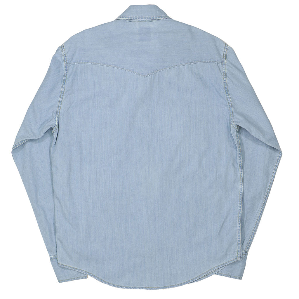 Long Sleeve 2-Pocket Western Shirt 6.5 oz. Chambray - Indigo Bleach