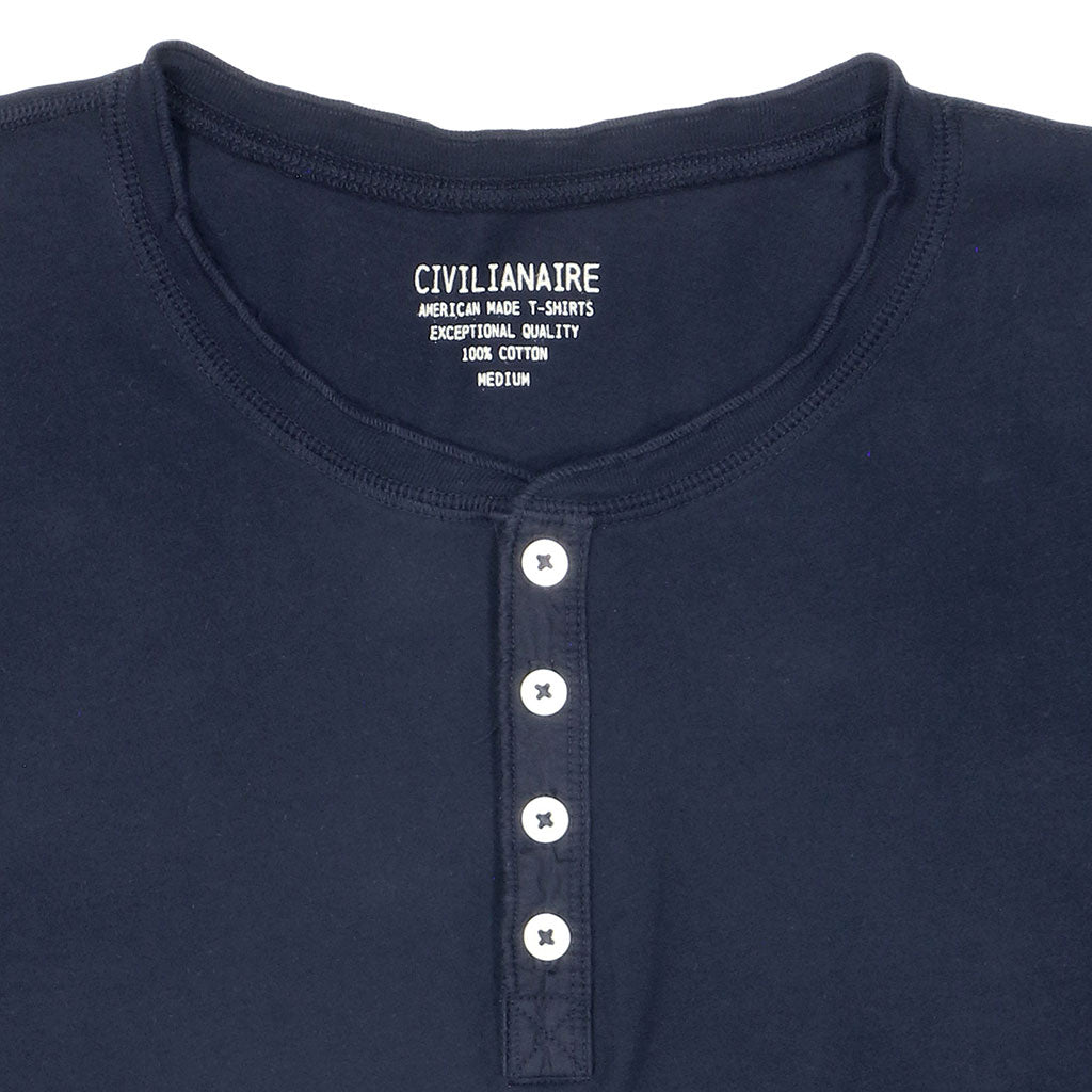 Long Sleeve Cotton Banded Henley - EZ Dark Navy
