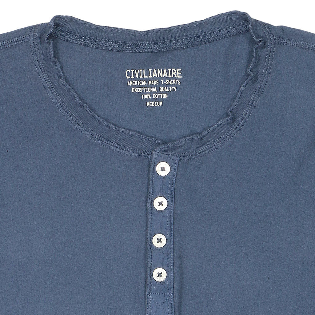 Long Sleeve Cotton Banded Henley - Moon