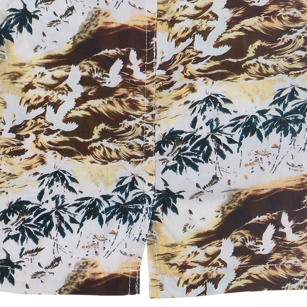 TROPICALI Short Sleeve 1-Pocket Flat Collar Hawaiian Shirt - Brown Birds