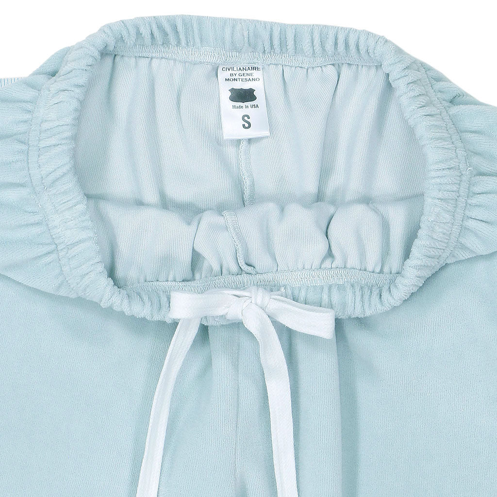 "SIENA Bell Bottom" 30" Inseam Velour Sweatpants - Cool Blue