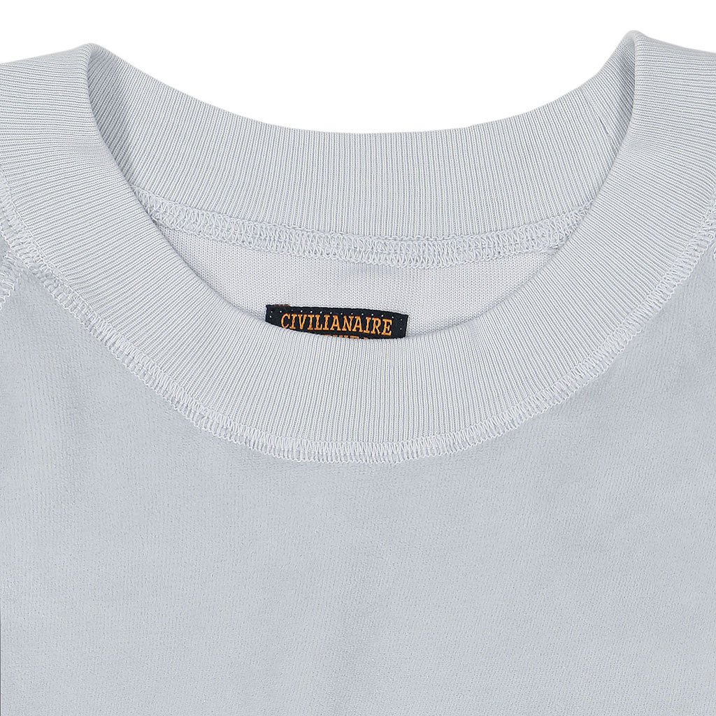 Long Sleeve Cropped Velour Raglan Crewneck - Frost