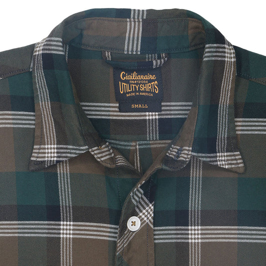 Long Sleeve 1 Pocket Shirt / Japanese Flannel - Green/Black