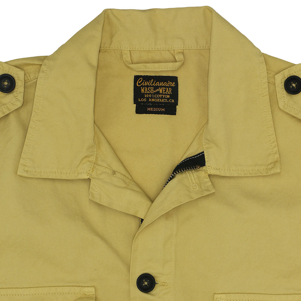 4 Pocket Twill Cotton Officer Zip Vest - Dijon