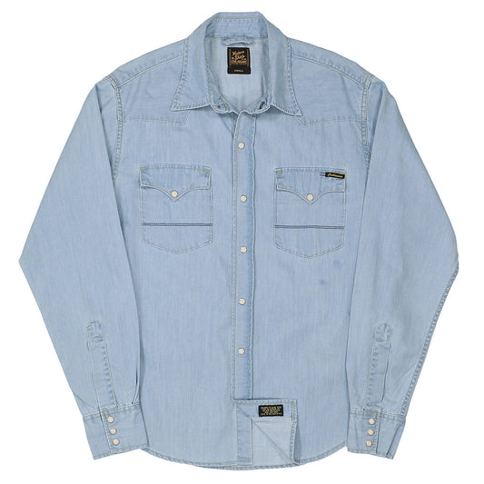 Long Sleeve 2-Pocket Western Shirt 6.5 oz. Chambray - Indigo Bleach
