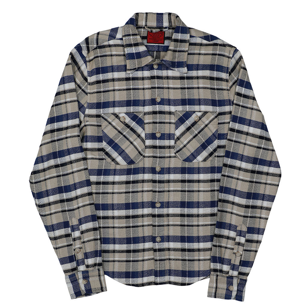 Long Sleeve 2 Pocket Shirt / JAPANESE COTTON Flannel - Tan/Black