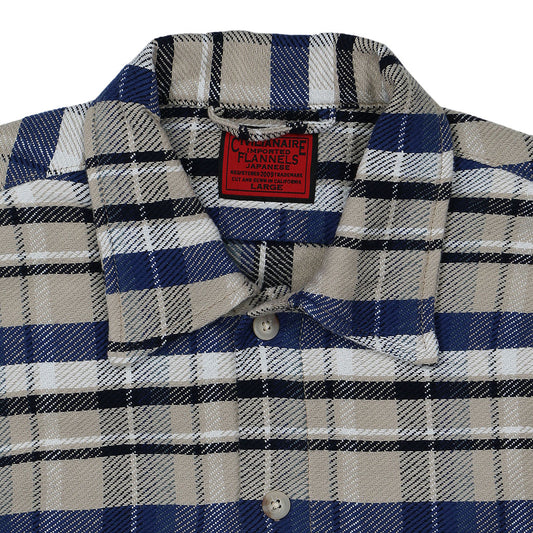 Long Sleeve 2 Pocket Shirt / JAPANESE COTTON Flannel - Tan/Black