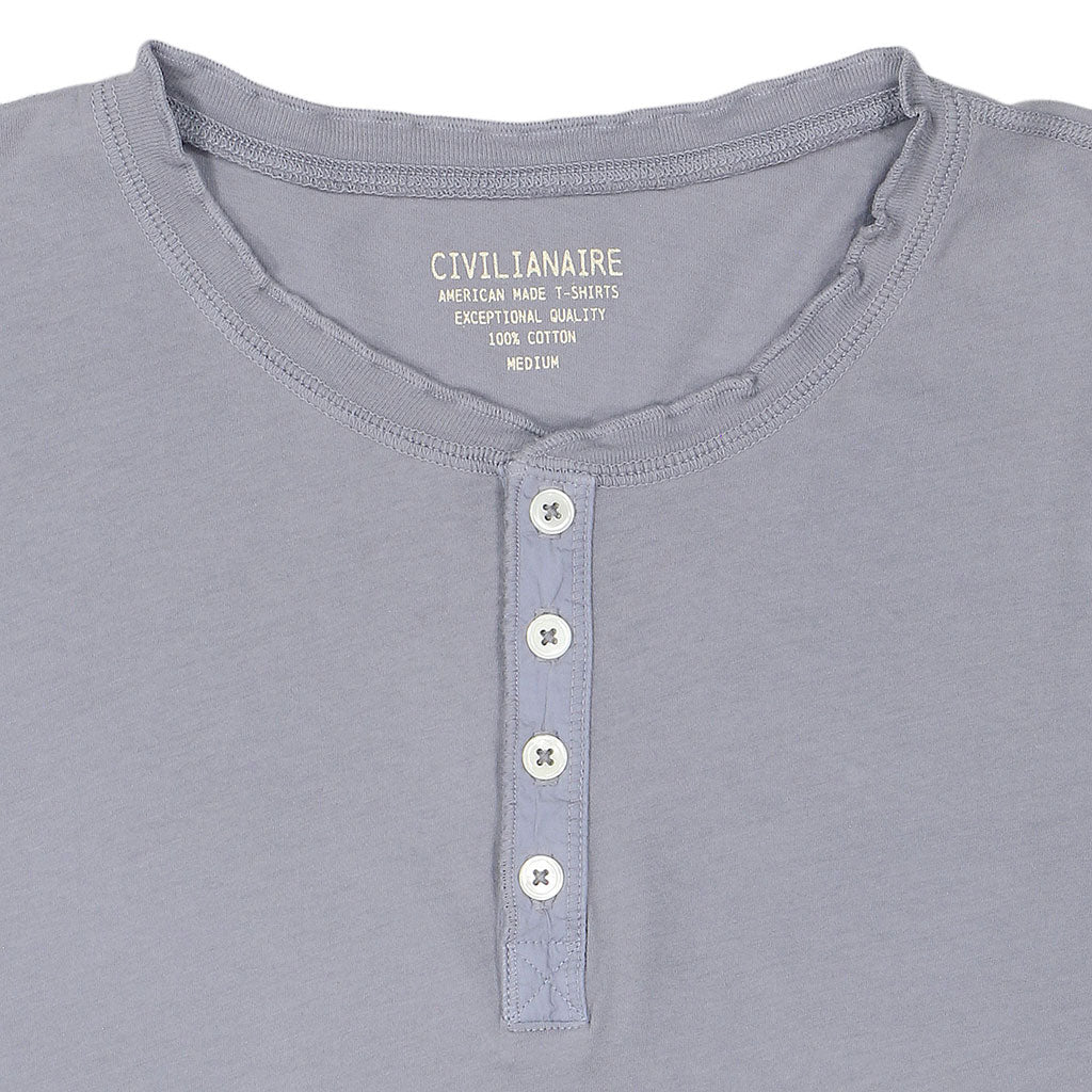 Long Sleeve Cotton Banded Henley - Iron