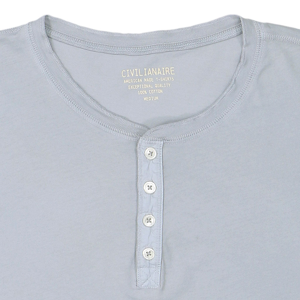 Long Sleeve Cotton Banded Henley - Frost