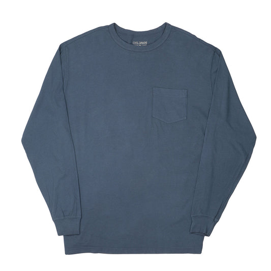 Crew Neck Long Sleeve 1 Pocket Tee - Moon