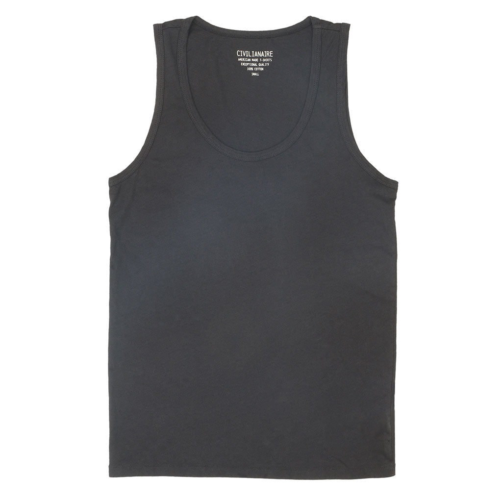 "Peace Store" Cotton Tank Top  - Black Coal