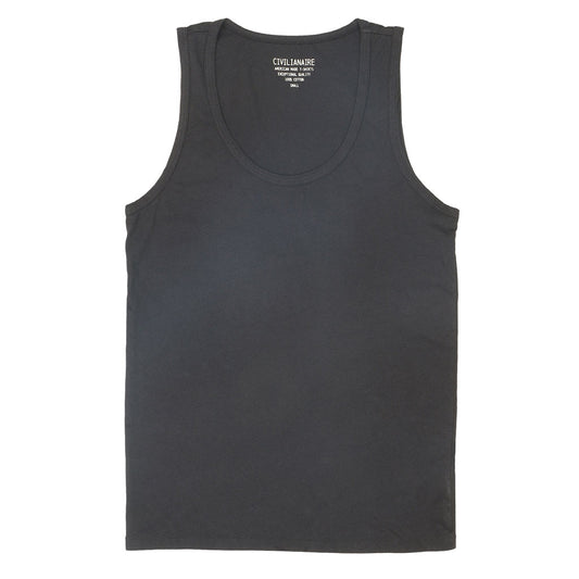 "Peace Store" Cotton Tank Top - Black Coal