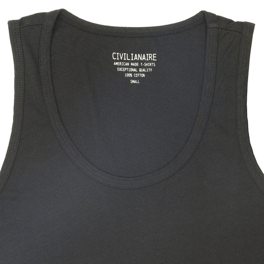 "Peace Store" Cotton Tank Top - Black Coal
