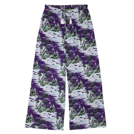 TROPICALI Womens Hawaiian Pants - Purple Boats