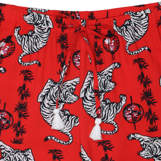 TROPICALI Womens Hawaiian Pants - Red Tiger