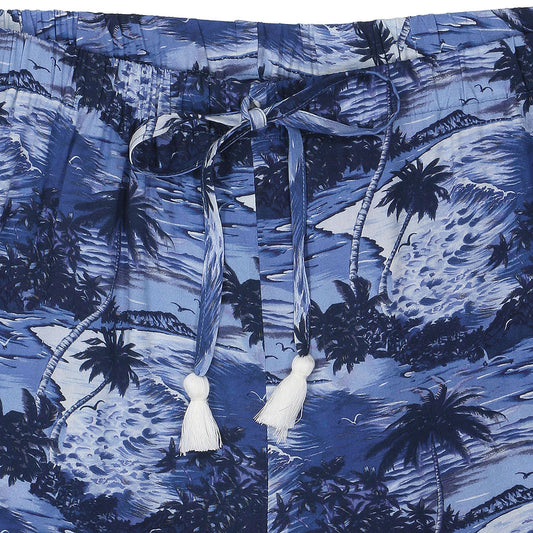 TROPICALI Womens Hawaiian Pants - Blue Palms