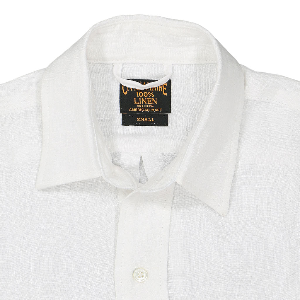 Long Sleeve 1 Pocket Boyfriend Linen Shirt - White