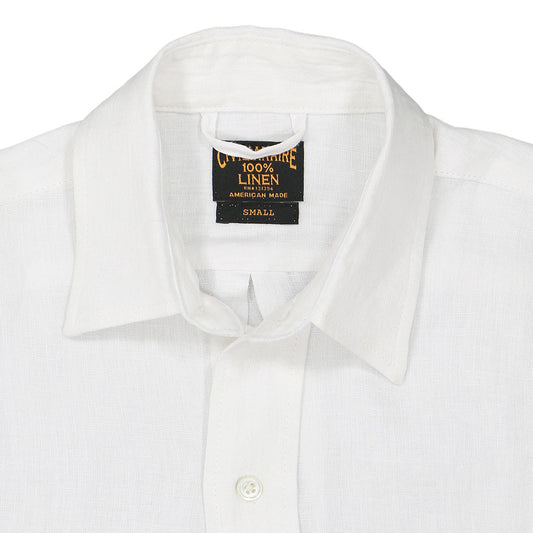Long Sleeve 1 Pocket Boyfriend Linen Shirt - White