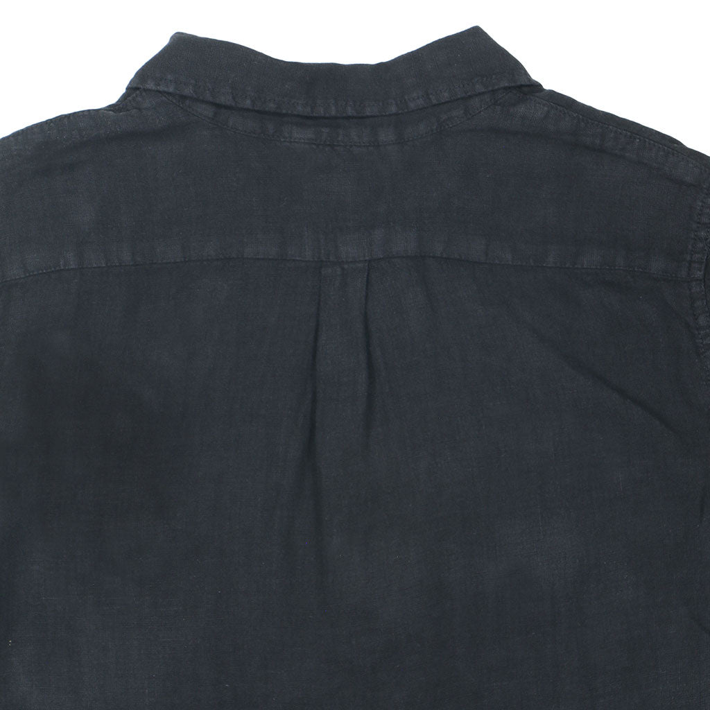 4 Pocket Linen Short Sleeve Shirt Dress - Jet Black