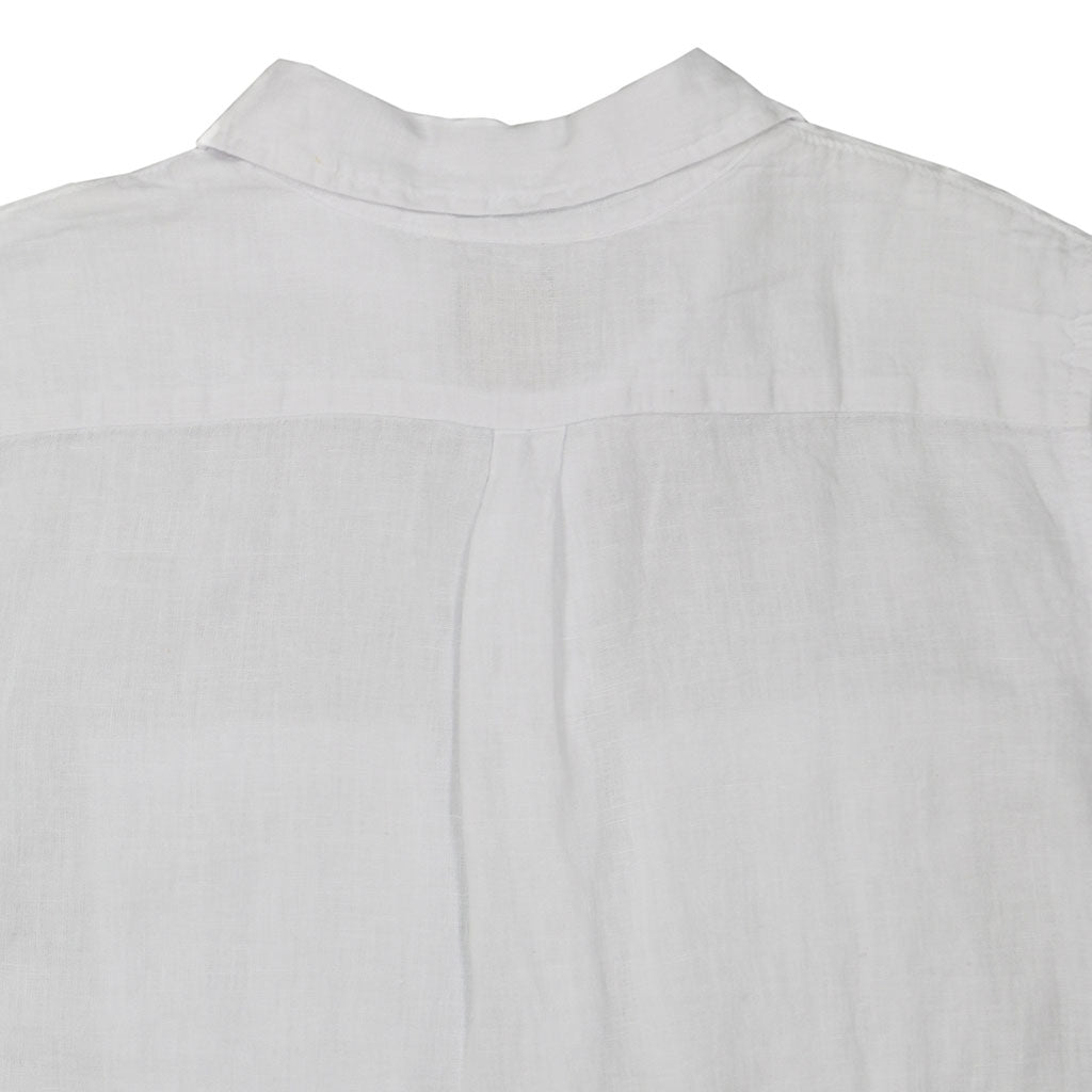 4 Pocket Linen Short Sleeve Shirt Dress - White