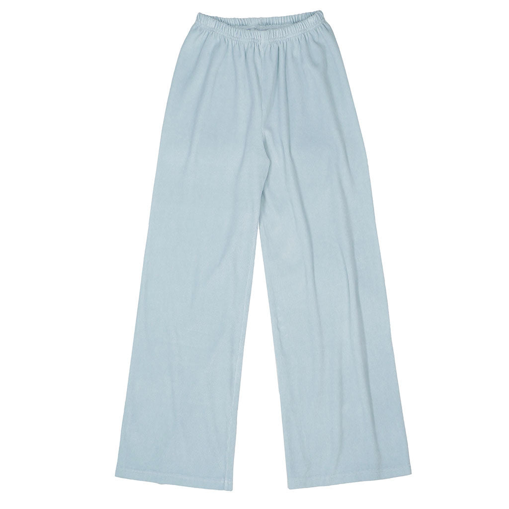 "SIENA Bell Bottom" 30" Inseam Velour Sweatpants - Cool Blue