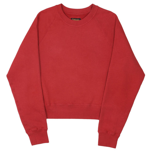 Long Sleeve Cropped Raglan Crewneck Fleece Sweat Shirt - Blitz Red