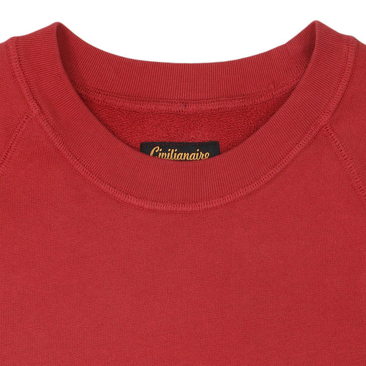 Long Sleeve Cropped Raglan Crewneck Fleece Sweat Shirt - Blitz Red