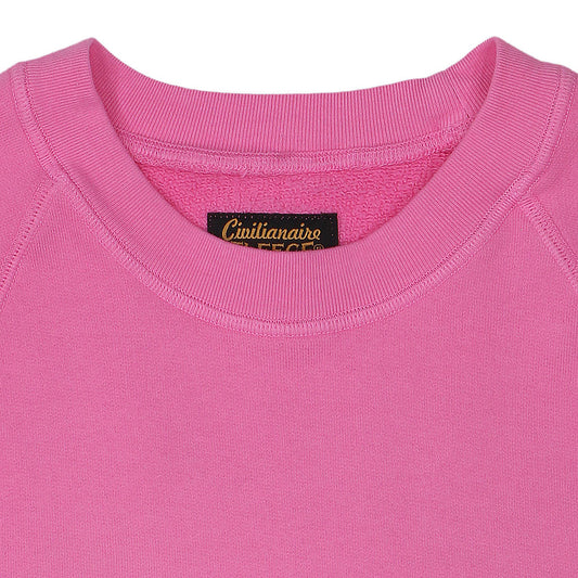 Long Sleeve Cropped Raglan Crewneck Fleece Sweat Shirt - Perfect Pink