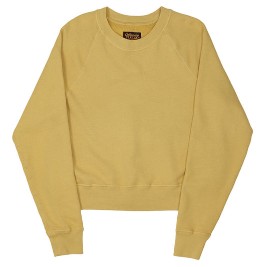 Long Sleeve Cropped Raglan Crewneck Fleece Sweatshirt - Dijon