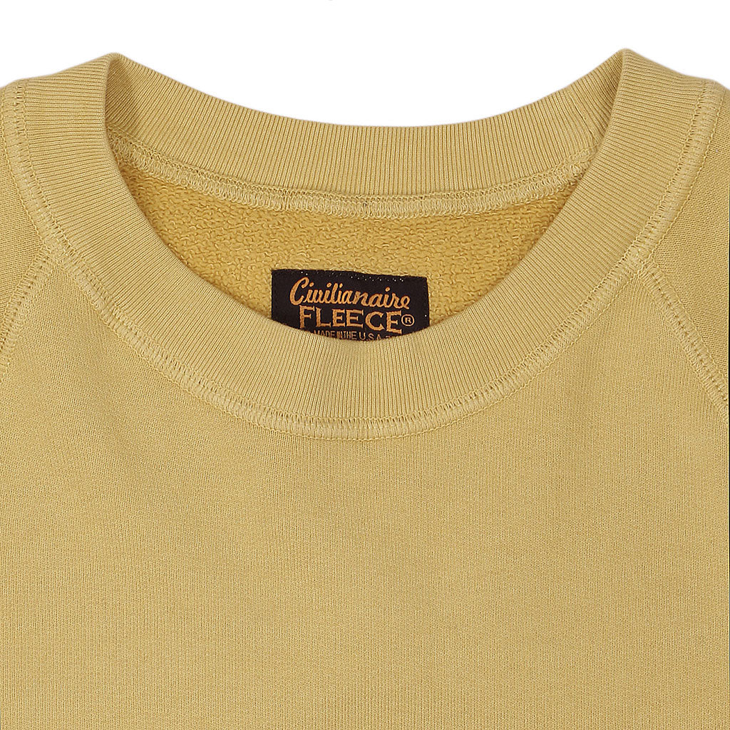 Long Sleeve Cropped  Raglan Crewneck Fleece Sweatshirt - Dijon
