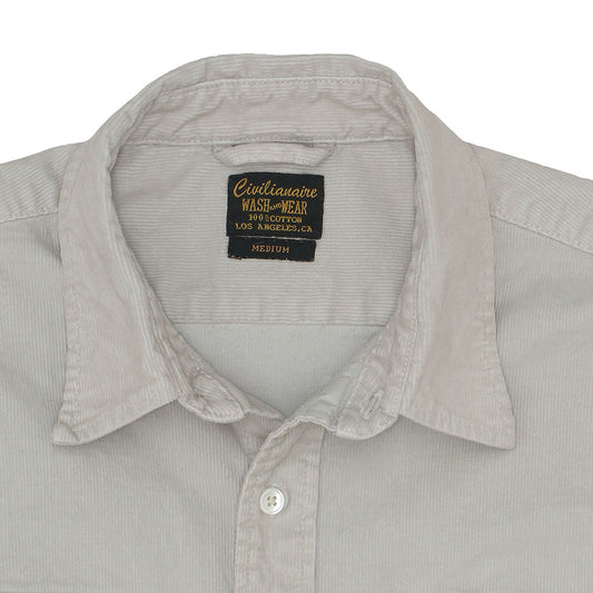 Long Sleeve Notch Flap Shirt Heavyweight Corduroy - Soft Grey
