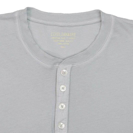 Short Sleeve Banded Henley - Cotton - Frost