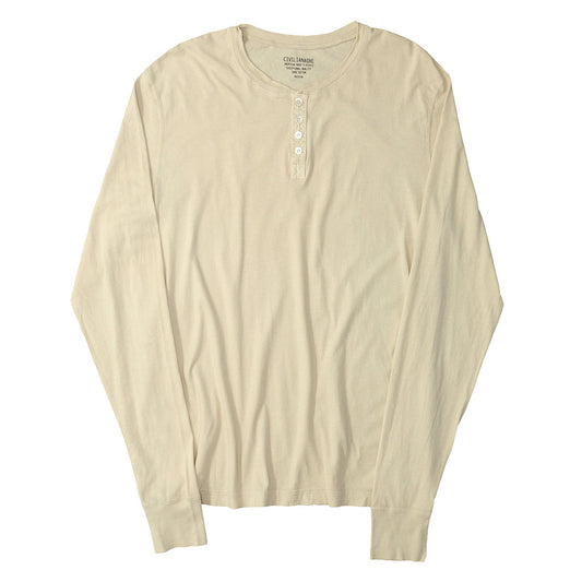Long Sleeve Cotton Banded Henley - Ash