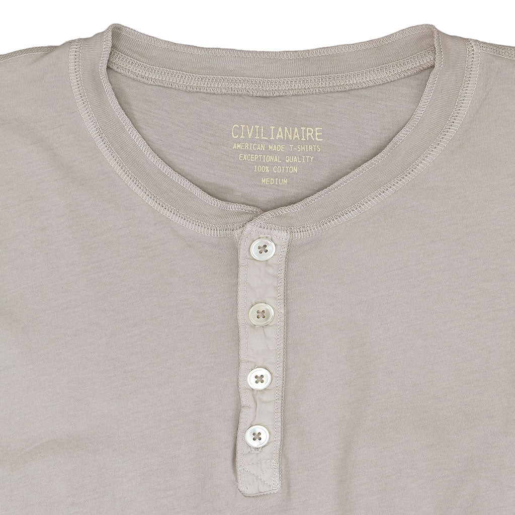 Long Sleeve Cotton Banded Henley - Stone Age