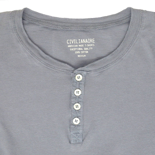 Long Sleeve Cotton Banded Henley - Iron
