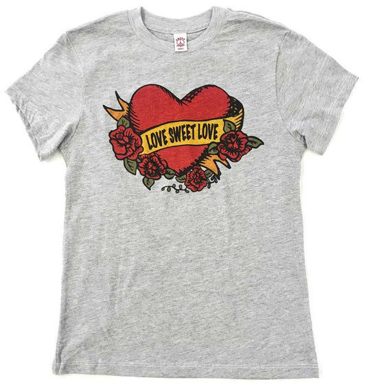 "Peace Store" Sweet Love Tattoo Tee -  Heather Grey Jersey