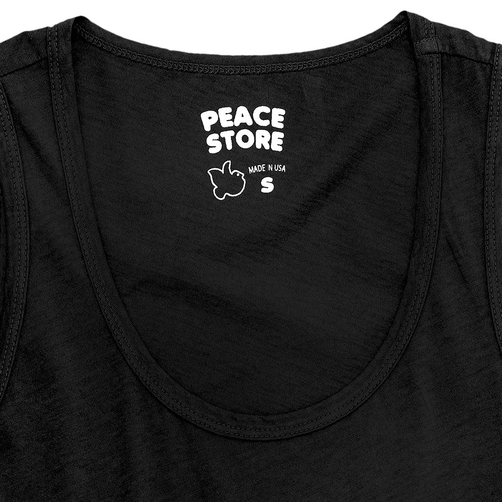 "Peace Store" Cotton Tank Top - Black