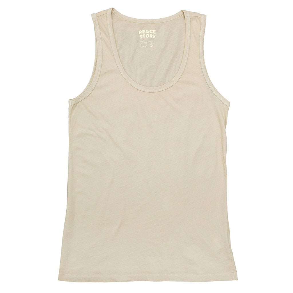 "Peace Store" Cotton Tank Top  - New Natural