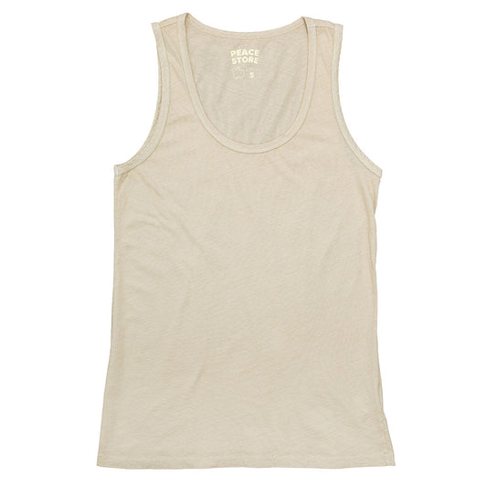 "Peace Store" Cotton Tank Top - New Natural