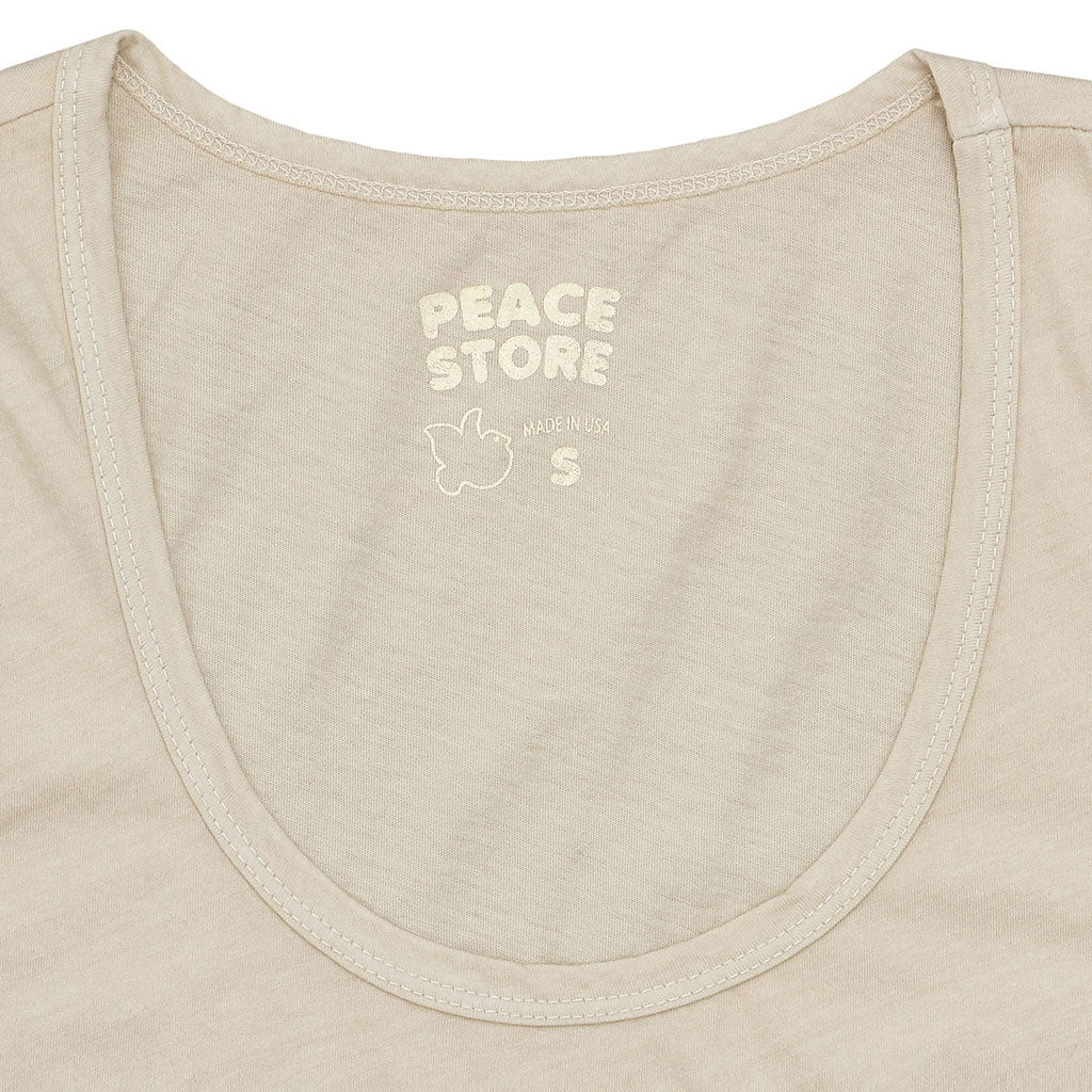 "Peace Store" Cotton Tank Top  - New Natural
