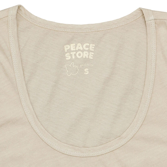 "Peace Store" Cotton Tank Top  - New Natural