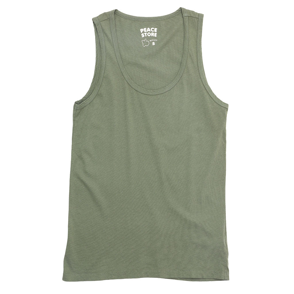 "Peace Store" Cotton Tank Top  - Celadon