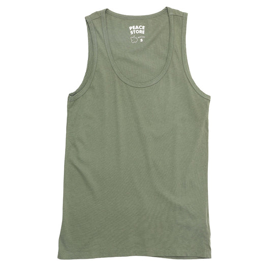"Peace Store" Cotton Tank Top  - Celadon