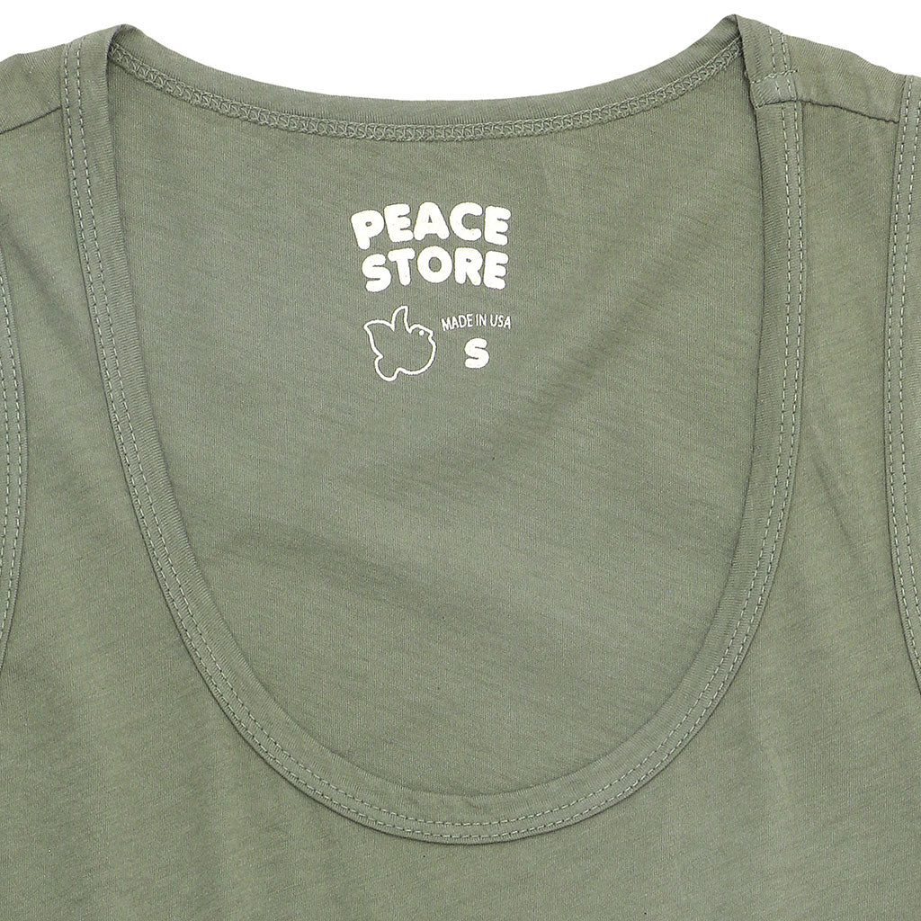 "Peace Store" Cotton Tank Top  - Celadon
