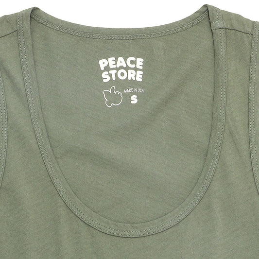 "Peace Store" Cotton Tank Top  - Celadon