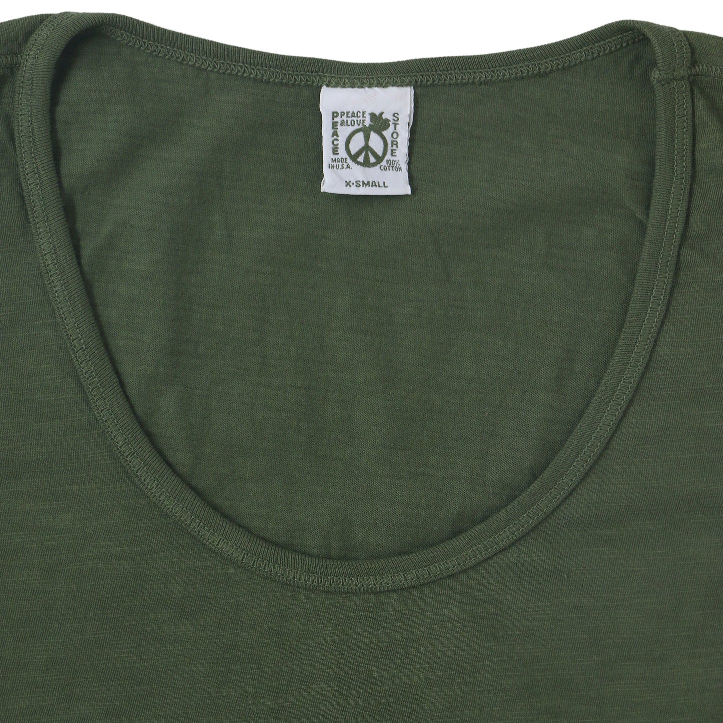 "Peace Store" Cotton Tank Top  - Old Olive