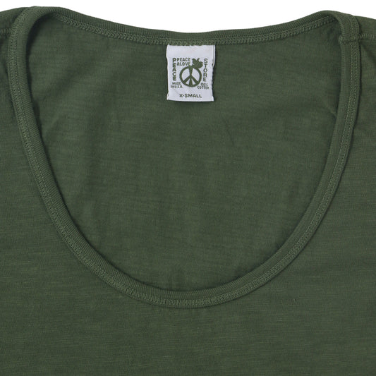 "Peace Store" Cotton Tank Top  - Old Olive
