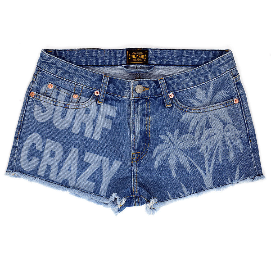 5 pocket Cut-Off  Boyfriend Shorts - Malibu Wash & Print