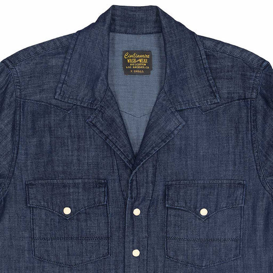 6.5oz. Lightweight Indigo Denim Western Jumpsuit  - Dark. Stone Wash